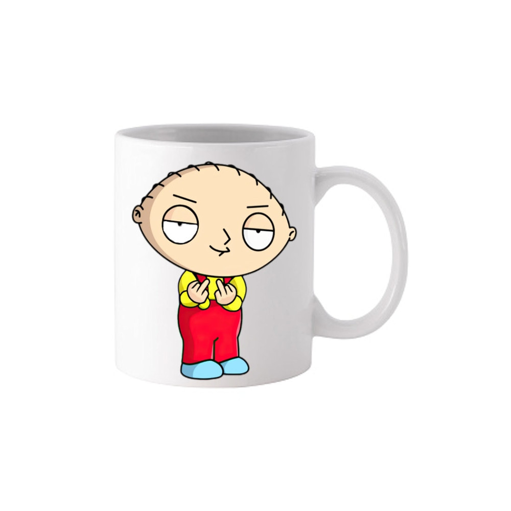 Stewie Showing Finger Family Guy Tv Show Inspired - Novelty Cute Funny Anniversary Birthday Present, 11 - 15 Oz White Coffee Tea Mug Cup - 1.jpg