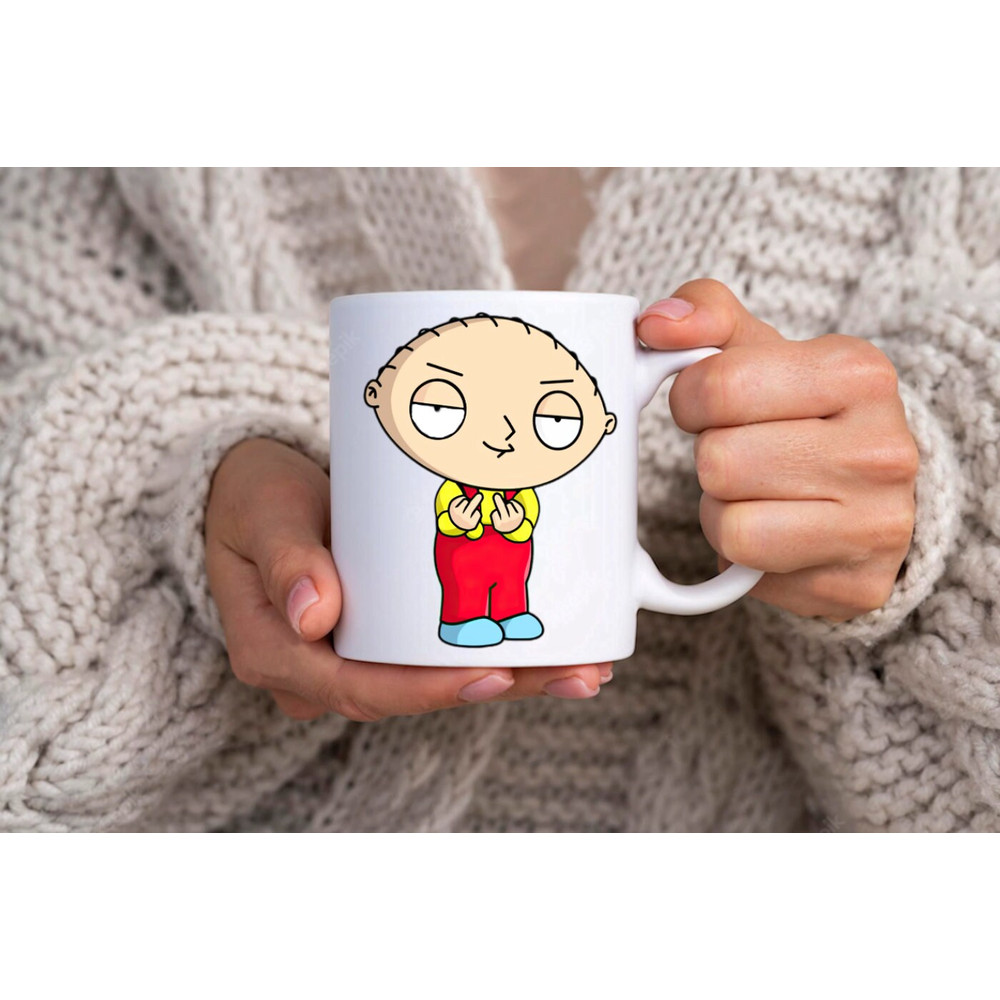 Stewie Showing Finger Family Guy Tv Show Inspired - Novelty Cute Funny Anniversary Birthday Present, 11 - 15 Oz White Coffee Tea Mug Cup - 2.jpg