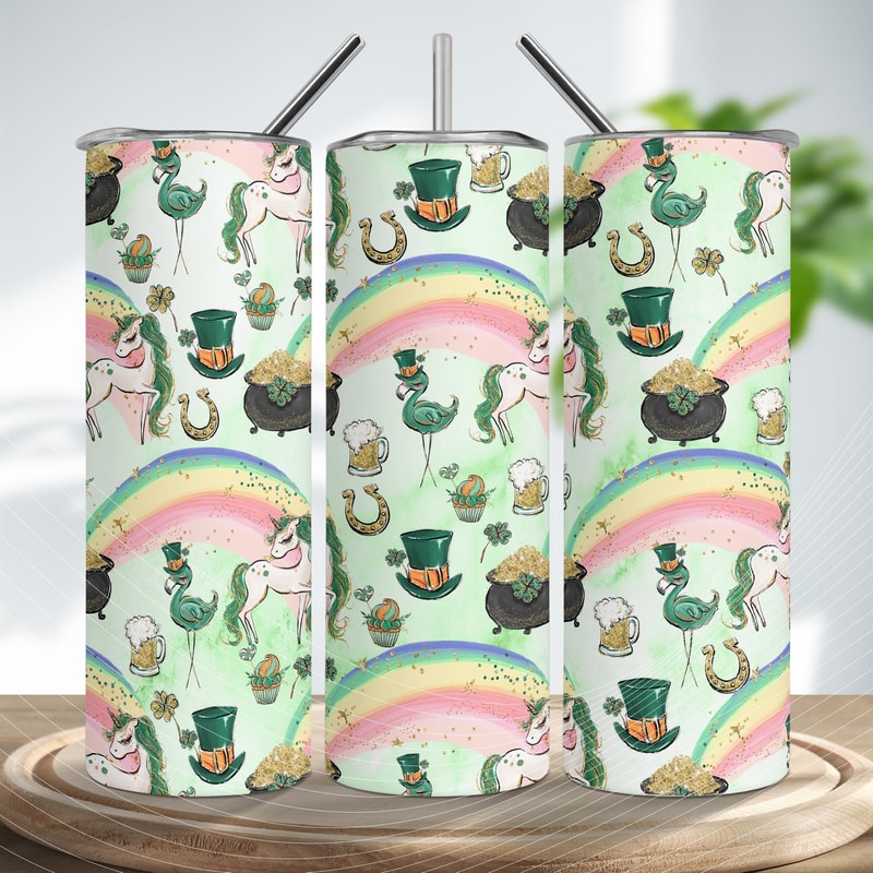 Unicorns and Flamingos Tumbler Wrap, Unicorns and Flamingos Tumbler Sublimation, Unicorn Rainbow Glitter Skinny Tumbler Sublimation.jpg