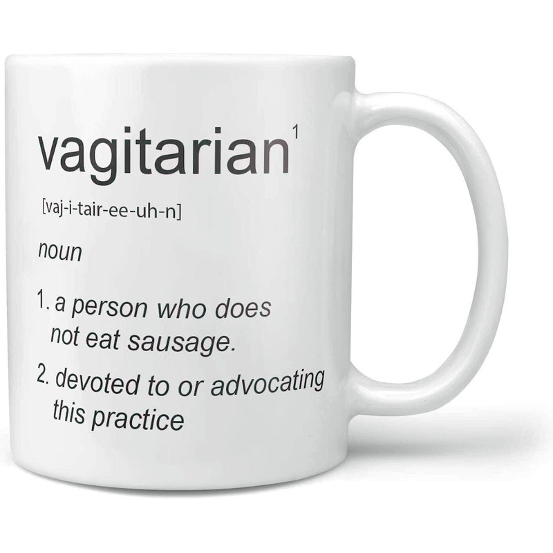 Vagitarian - LGBT Lesbian Present Girlfriend Anniversary Valentine - Novelty Funny Anniversary Birthday Present - 11 - 15 Oz White Mug Cup - 2.jpg