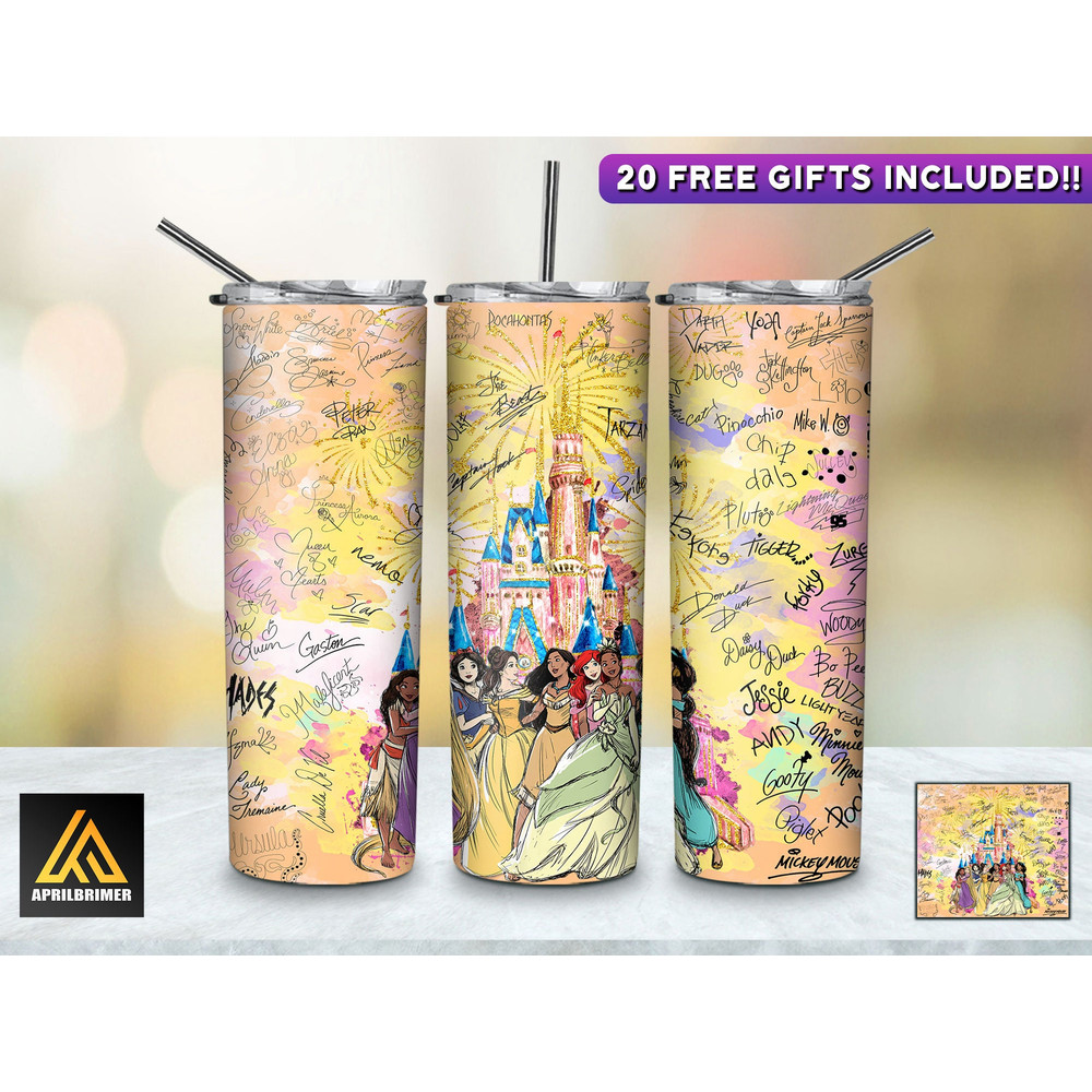 Cartoon Character Signatures Collection 20 Oz Skinny Tumbler StraightTapered Wrap Png Sublimation Instant Download, Cartoon Tumbler Png-4.jpg