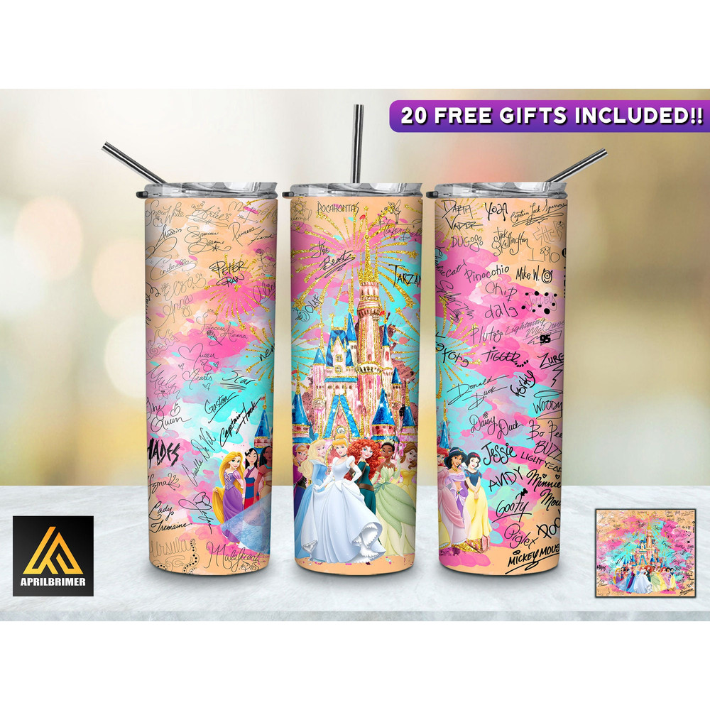 Cartoon Character Signatures Collection 20 Oz Skinny Tumbler StraightTapered Wrap Png Sublimation Instant Download, Cartoon Tumbler Png-5.jpg
