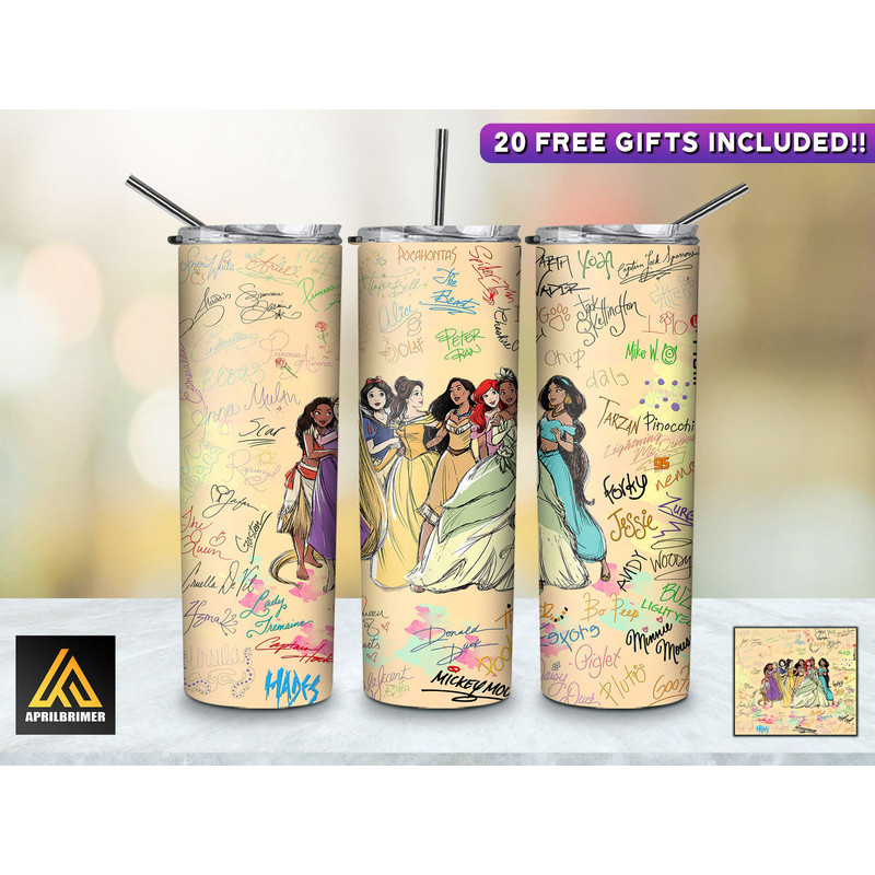 Cartoon Character Signatures Collection 20 Oz Skinny Tumbler StraightTapered Wrap Png Sublimation Instant Download, Cartoon Tumbler Png-12.jpg