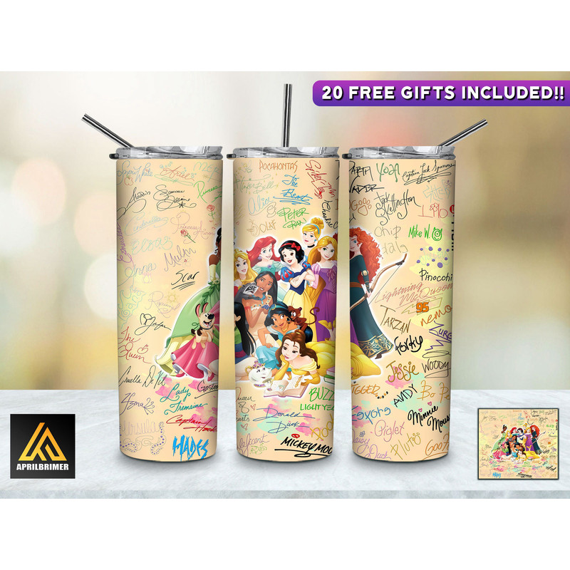 Cartoon Character Signatures Collection 20 Oz Skinny Tumbler StraightTapered Wrap Png Sublimation Instant Download, Cartoon Tumbler Png-13.jpg