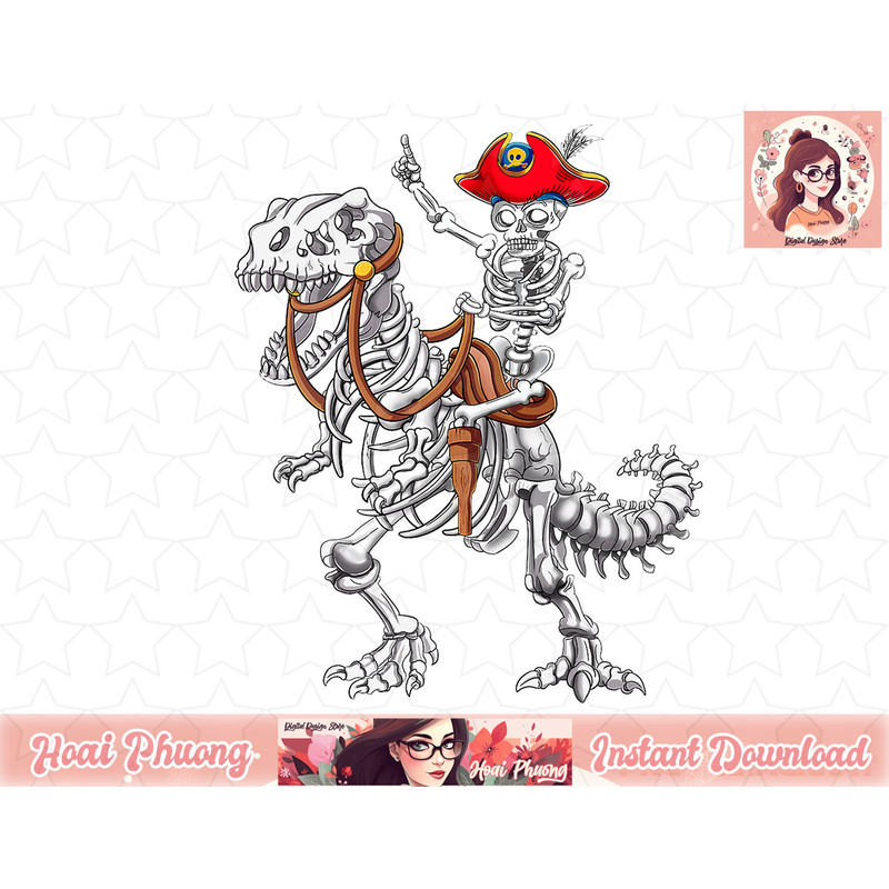 Skeleton Pirate Riding Skeleton Dinosaur Halloween Costume png, instant download.jpg