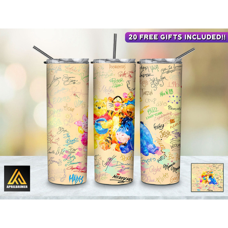 Cartoon Character Signatures Collection 20 Oz Skinny Tumbler StraightTapered Wrap Png Sublimation Instant Download, Cartoon Tumbler Png-23.jpg