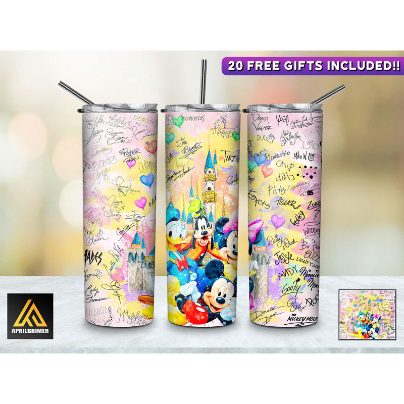 Cartoon Character Signatures Collection 20 Oz Skinny Tumbler StraightTapered Wrap Png Sublimation Instant Download, Cartoon Tumbler Png-28.jpg