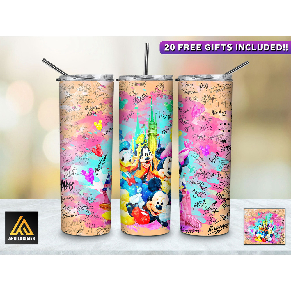 Cartoon Character Signatures Collection 20 Oz Skinny Tumbler StraightTapered Wrap Png Sublimation Instant Download, Cartoon Tumbler Png-29.jpg