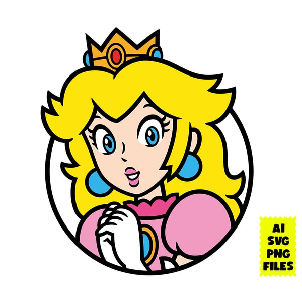 Princess Peach Face Svg, Princess Peach Svg, Super Mario Svg | Inspire ...