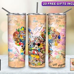 aprilbrimer tumbler, cartoon character signatures collection skinny tumbler, sublimation straight tapered skinny tumbler