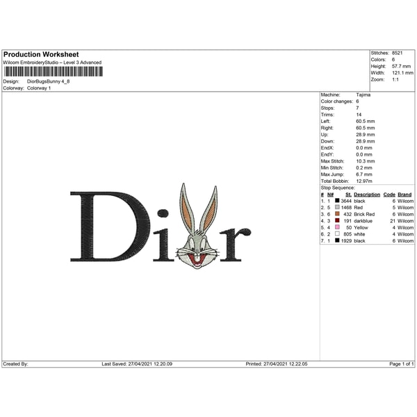Dior Rabbit Pattern Dior Bugs bunny / Dior Embroidery Design / Logo Design / Em | Inspire ...