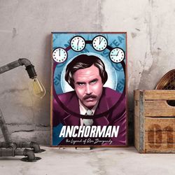 movie poster, film poster, anchorman poster, wall art, wall decor, prints, home decor, broadcasting laughter wall decor