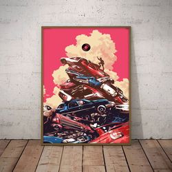 movie poster, film poster, baby driver poster, wall art, wall decor, prints, home decor, chase, groove, repeat poster