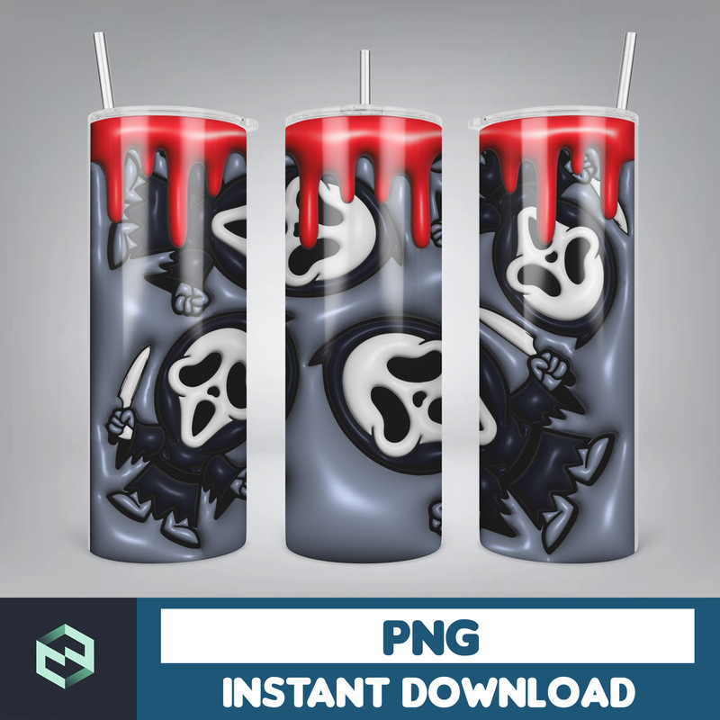 3D Inflated Puff Tumbler Wrap PNG, Horror Movies Tumbler Design, 20oz Tumbler Wrap, Digital Download (1).jpg