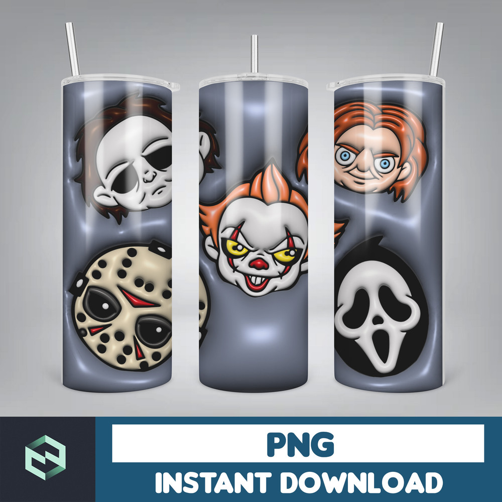 3D Inflated Puff Tumbler Wrap PNG, Horror Movies Tumbler Design, 20oz Tumbler Wrap, Digital Download (2).jpg