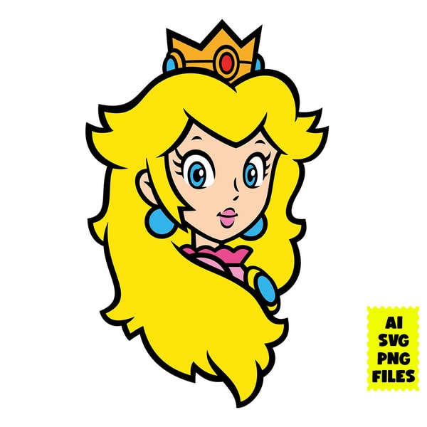 Princess Peach Face Svg, Princess Peach Svg, Super Mario Svg | Inspire ...