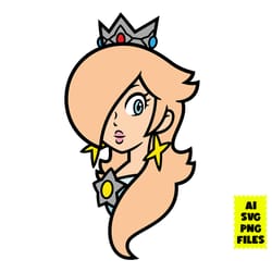 rosalina face svg, rosalina svg, super mario svg, funny mario svg, mario svg, game svg, cartoon svg, ai digital file