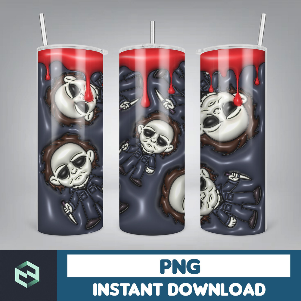 3D Inflated Puff Tumbler Wrap PNG, Horror Movies Tumbler Design, 20oz Tumbler Wrap, Digital Download (9).jpg