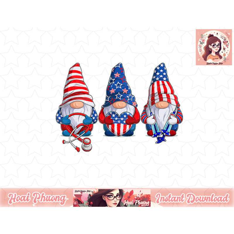 Stethoscope Nurse Life 4th July Gnome Nurse Independence Day png, instant download.jpg