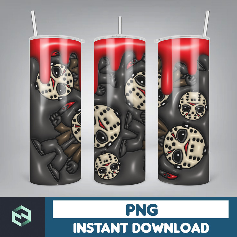 3D Inflated Puff Tumbler Wrap PNG, Horror Movies Tumbler Design, 20oz Tumbler Wrap, Digital Download (11).jpg