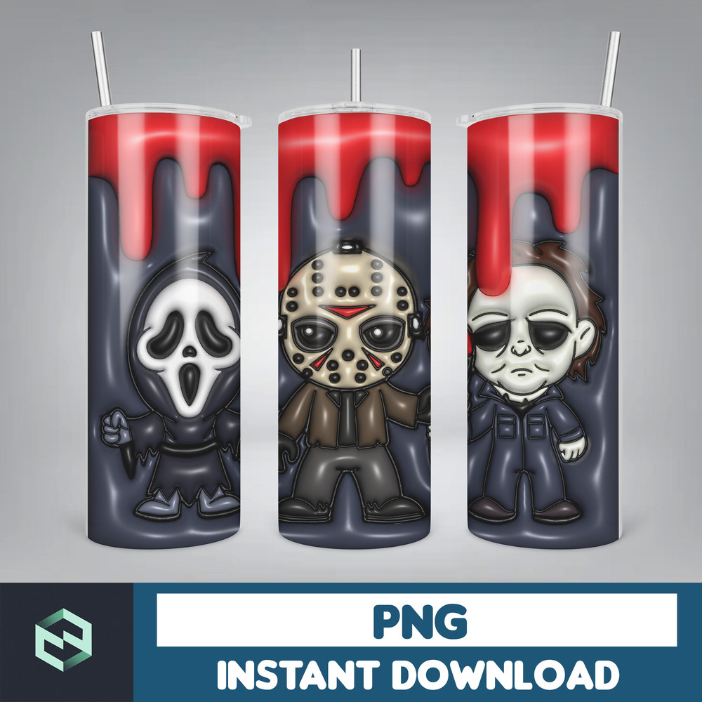 3D Inflated Puff Tumbler Wrap PNG, Horror Movies Tumbler Design, 20oz Tumbler Wrap, Digital Download (13).jpg