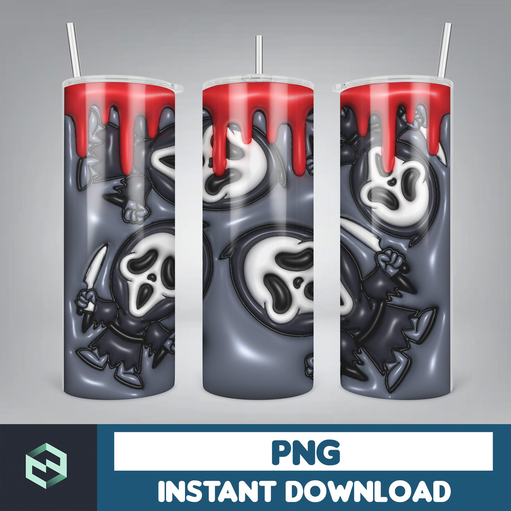 3D Inflated Puff Tumbler Wrap PNG, Horror Movies Tumbler Design, 20oz Tumbler Wrap, Digital Download (16).jpg