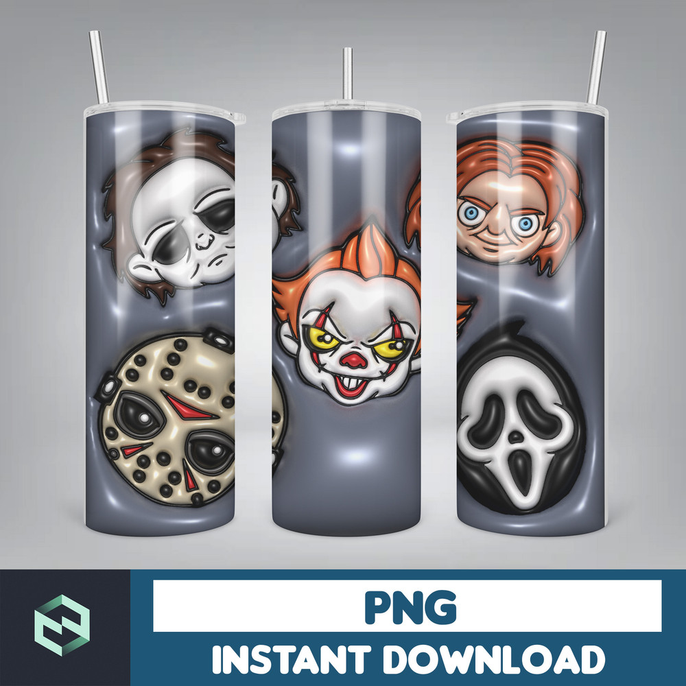 3D Inflated Puff Tumbler Wrap PNG, Horror Movies Tumbler Design, 20oz Tumbler Wrap, Digital Download (18).jpg