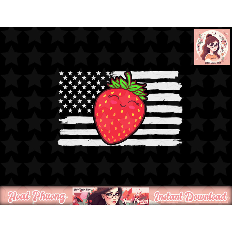 Strawberry USA Flag png, instant download.jpg