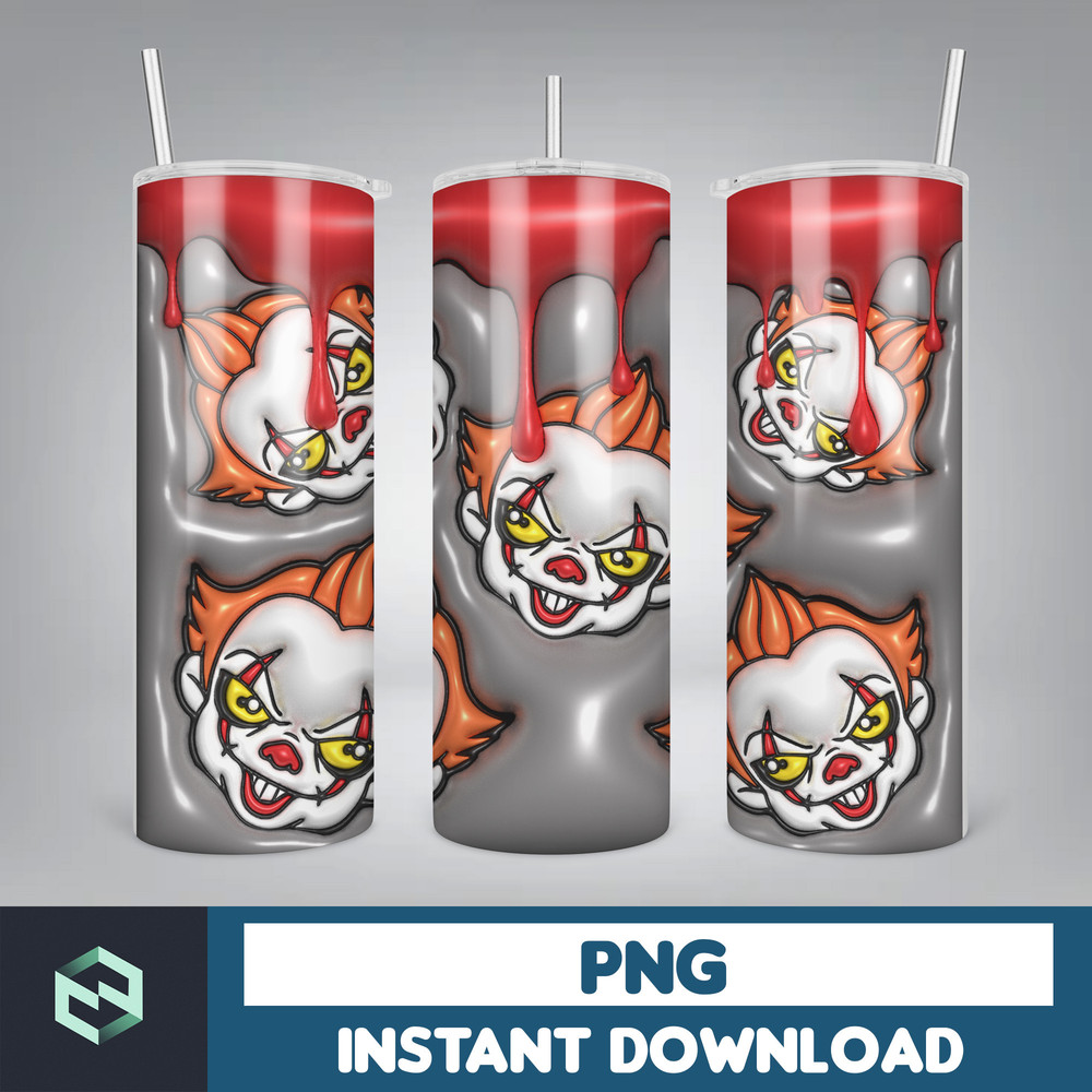 3D Inflated Puff Tumbler Wrap PNG, Horror Movies Tumbler Design, 20oz Tumbler Wrap, Digital Download (21).jpg