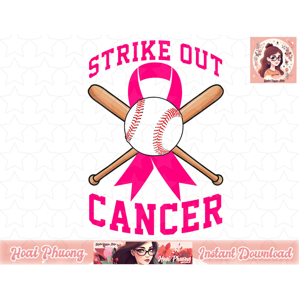 Strike Out Breast Cancer Baseball Fight Awareness png, instant download.jpg
