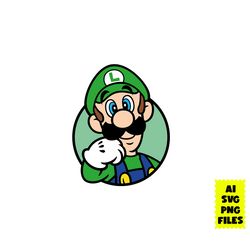 luigi face svg, super mario svg, funny mario svg, mario svg, game svg, cartoon svg, ai png digital file
