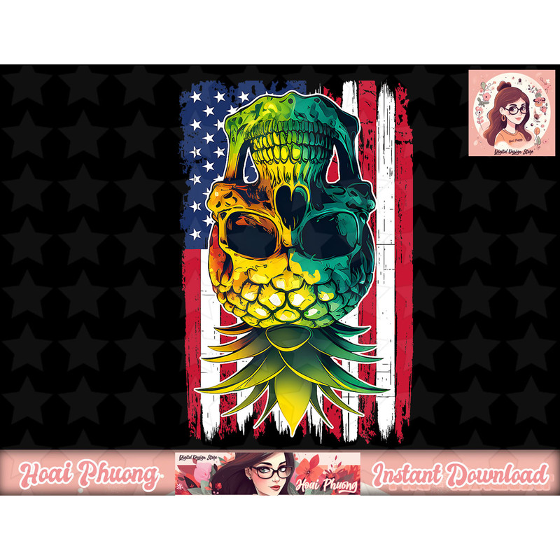Swinging Upside Down Pineapple American Flag 4th of July png, instant download.jpg
