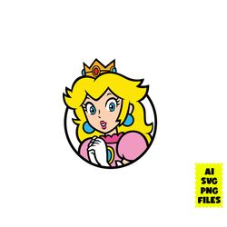 princess peach svg, super mario svg, funny mario svg, mario svg, game svg, cartoon svg, ai png digital file