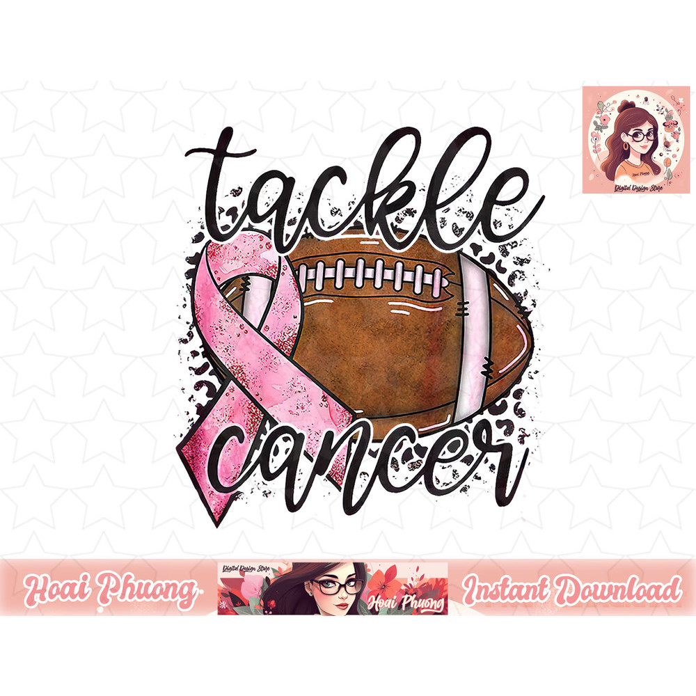 Tackle Breast Cancer Football Pink Ribbon Awareness png, instant download.jpg