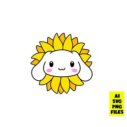 cinnamaroll sunflower svg, cinnamaroll svg, hello kitty svg, cinnamaroll face svg, sunflower svg, cartoon svg