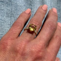 Citrine ring - November Birthstone - Statement Ring - Gold Ring - Engagement Ring - Round Ring - Cocktail Ring