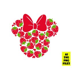 strawberry minnie mouse svg, strawberry svg, minnie mouse svg, minnie svg, disney svg, ai digital file