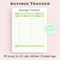 Savings Tracker, Savings Tracker Printable, Savings Planner, Savings Planner Template, Financial planner Template, Print