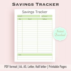 savings tracker, savings tracker printable, savings planner, savings planner template, financial planner template, print