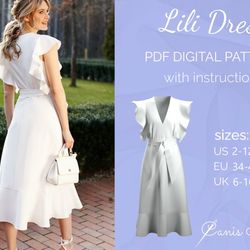 dress sewing pattern easy dress pdf flounce dress summer dress