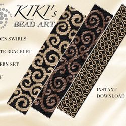 golden swirls 3 designs peyote bracelet pattern set peyote bracelet patterns in pdf instant download