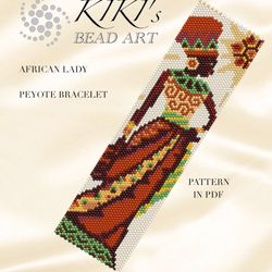 africa, african lady peyote pattern beading bracelet design, seed bead patterns, beaded graph, digital pdf instant downl