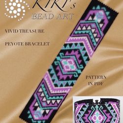 vivid treasure peyote bracelet pattern, peyote pattern  in pdf - instant download