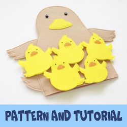 Pattern and tutorial to sew 5 little ducks from felt