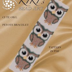 cute owls peyote bracelet cuff peyote pattern design in pdf pattern