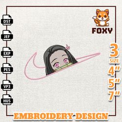 nike nezuko demon slayer embroidery design, nike anime embroidery design, best anime embroidery design, instant download