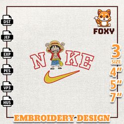 nike luffy one piece embroidery design, nike anime embroidery design, best anime embroidery design, instant download