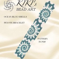 shells peyote bracelet cuff pattern, peyote pattern in pdf instant download