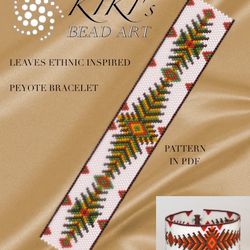 Leaves ethnic inspired peyote bracelet pattern Peyote pattern for bracelet in PDF - instant download