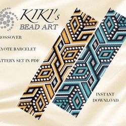 crossover peyote bracelet pattern, peyote pattern in pdf- instant download
